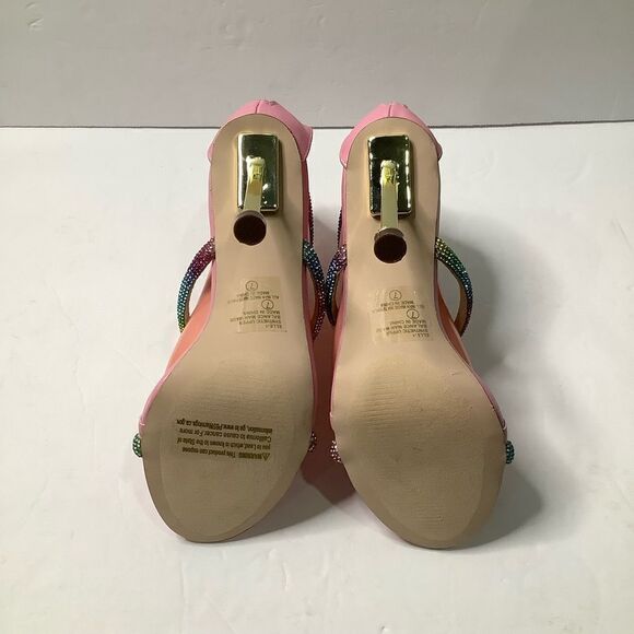 NWOB!CHASE AND CHLOE Elle Barbiecore Rainbow Rhinestone/Pink Strap Sandal Sz 7 - Picture 6 of 11